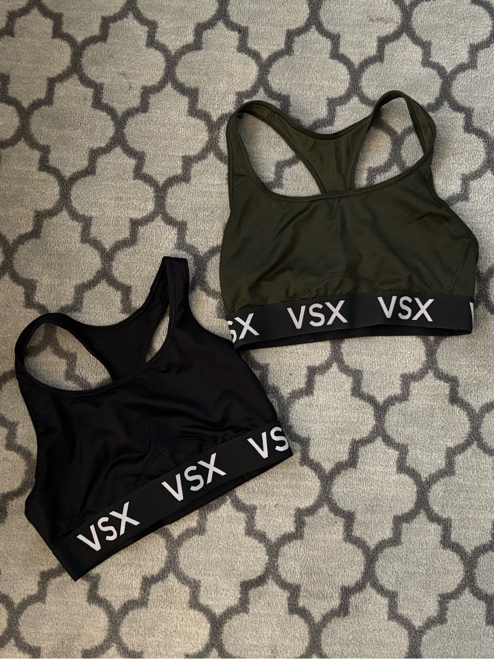 VSX Dual-Pack Racerback Sports Bras in Black and Olive